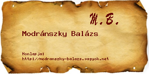 Modránszky Balázs névjegykártya